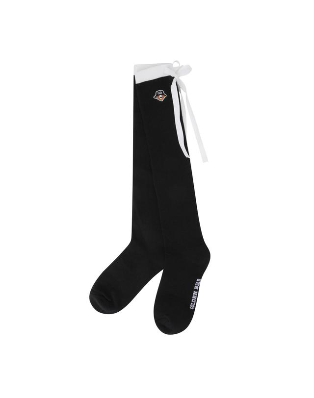 골든베어 (W) Ribbon Tie Knee-Socks G6LAX26242BKX 착용컷