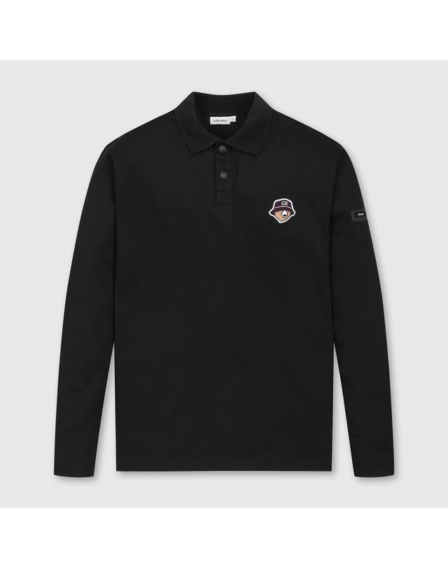 골든베어 (공용) Polo Collar Essential LS T-shirt G4TAW26001BKX 착용컷