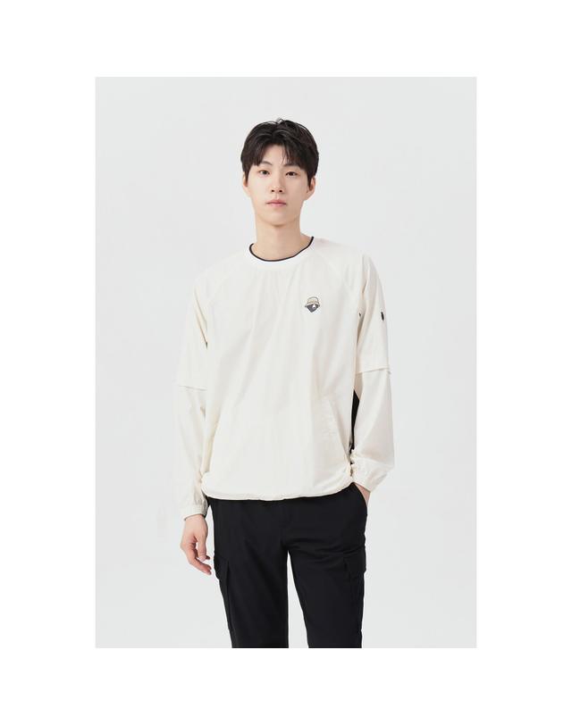 골든베어 (남성) Crewneck Mesh Lined Woven Pullover G4TAW26006IVX 착용컷