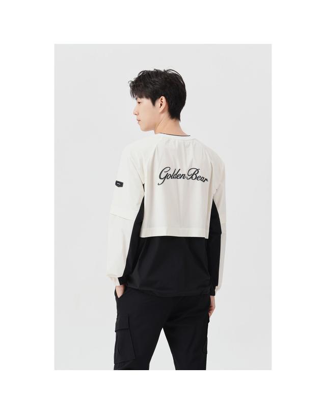 골든베어 (남성) Crewneck Mesh Lined Woven Pullover G4TAW26006IVX 착용컷