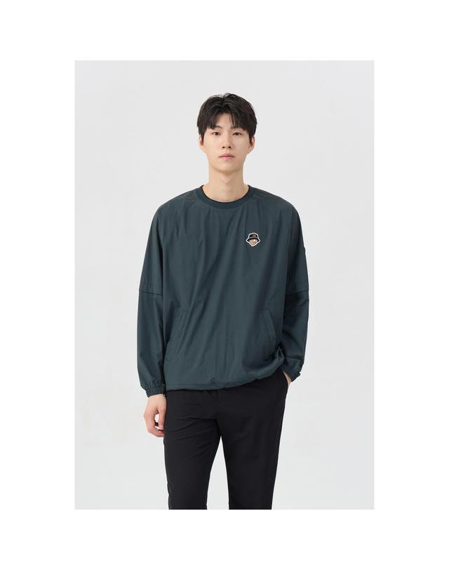 골든베어 (남성) Crewneck Mesh Lined Woven Pullover G4TAW26006GRX 착용컷