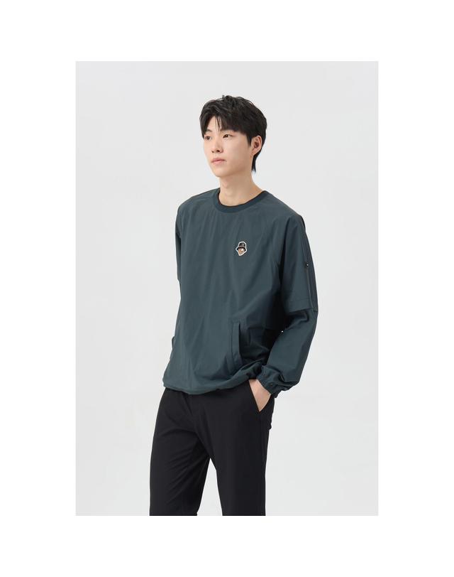 골든베어 (남성) Crewneck Mesh Lined Woven Pullover G4TAW26006GRX 착용컷