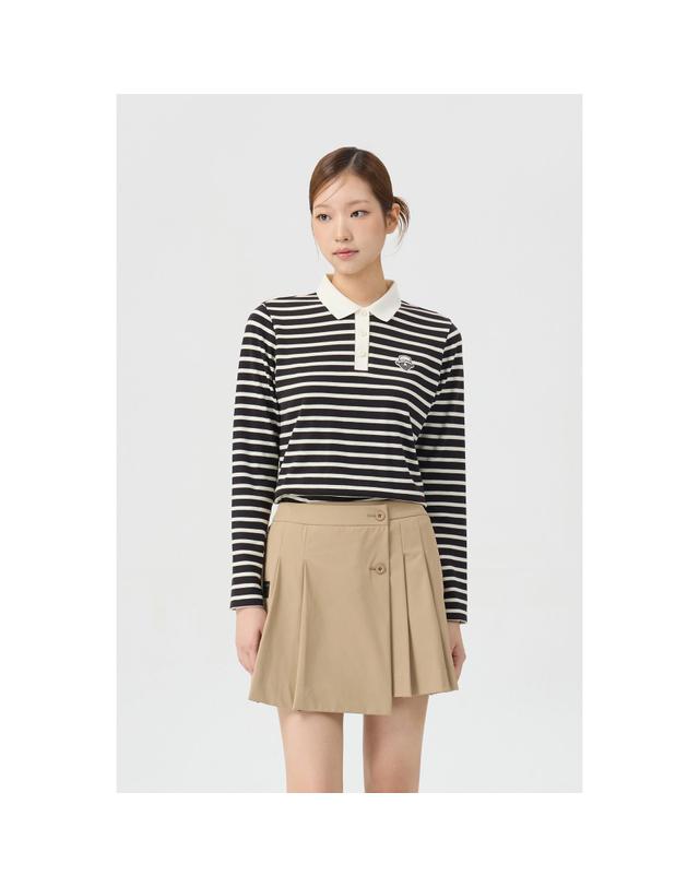 골든베어 (여성) Striped Ponte Collar T-shirt G5TAW26007BKX 착용컷