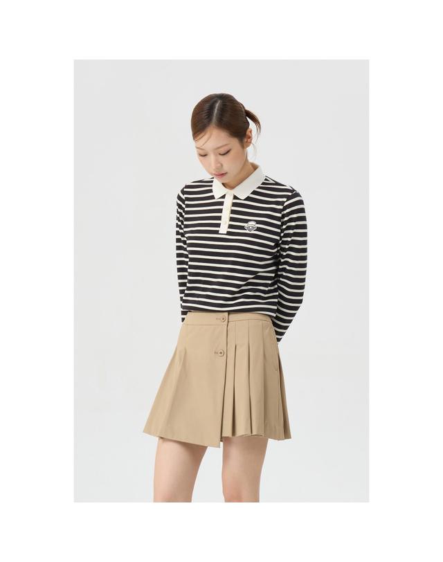 골든베어 (여성) Striped Ponte Collar T-shirt G5TAW26007BKX 착용컷