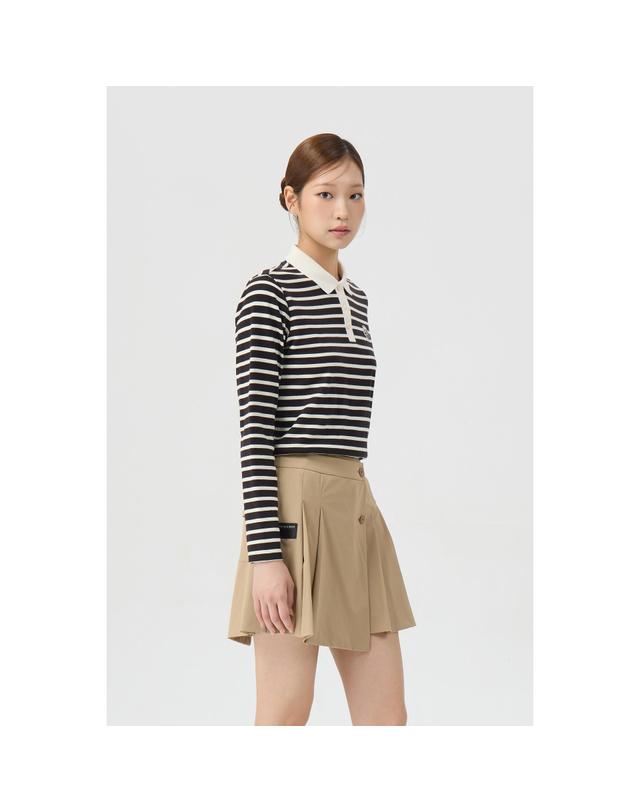 골든베어 (여성) Striped Ponte Collar T-shirt G5TAW26007BKX 착용컷