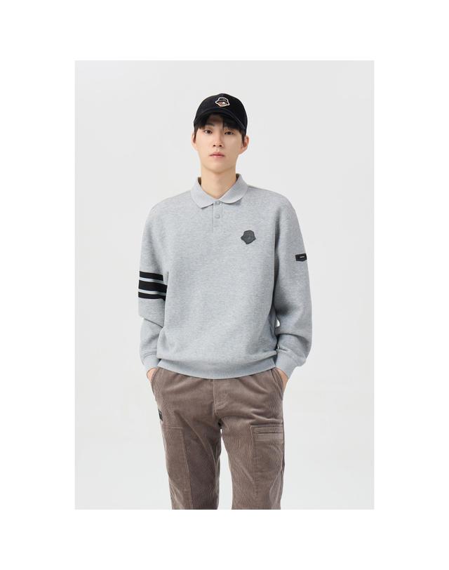 골든베어 (남성) Border Line Sleeves Collar Sweatshirt G4TAW26201GYX 착용컷