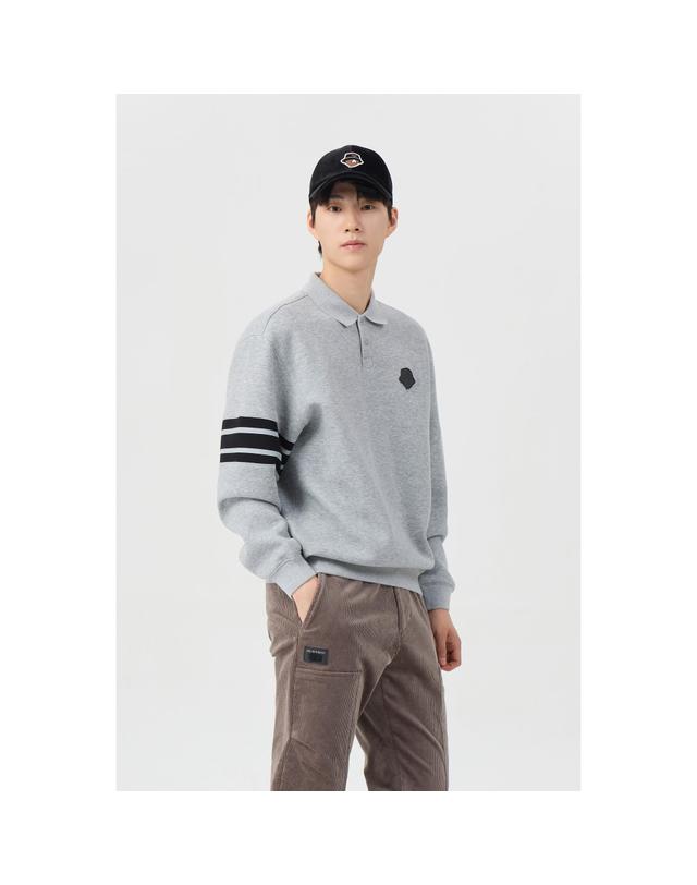 골든베어 (남성) Border Line Sleeves Collar Sweatshirt G4TAW26201GYX 착용컷