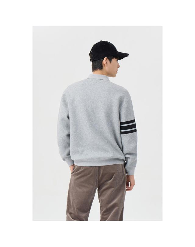 골든베어 (남성) Border Line Sleeves Collar Sweatshirt G4TAW26201GYX 착용컷