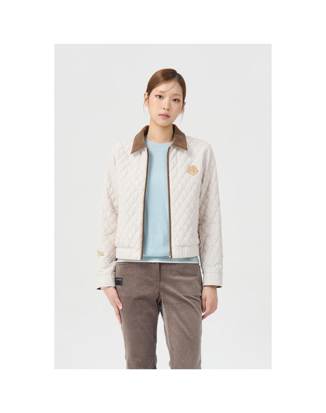 골든베어 (여성) Corduroy Collar Quilted Zip-up Jumper G5UAW26003IVX 착용컷