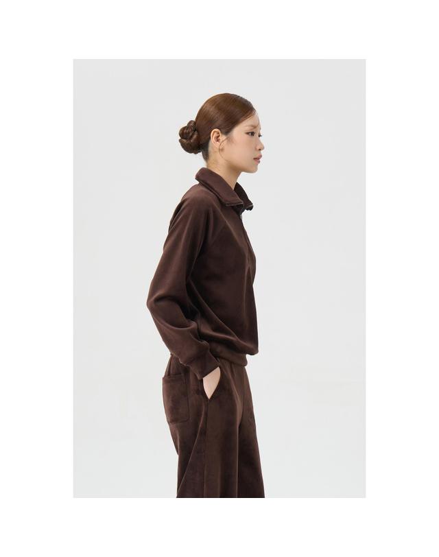 골든베어 (여성) Velour Raglan Half Zip-up (SET UP) G5TAW26203BRX 착용컷