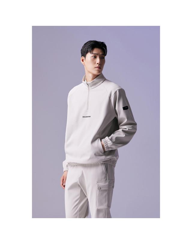 골든베어 (남성) Brushed Back Woven Patched Half-Zip G4TAW26502BEX 착용컷