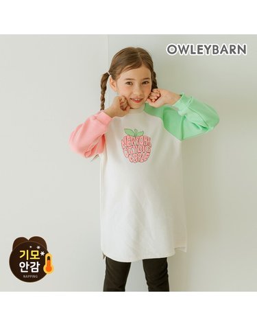 [보리보리]  애플 기모라글란 원피스크림