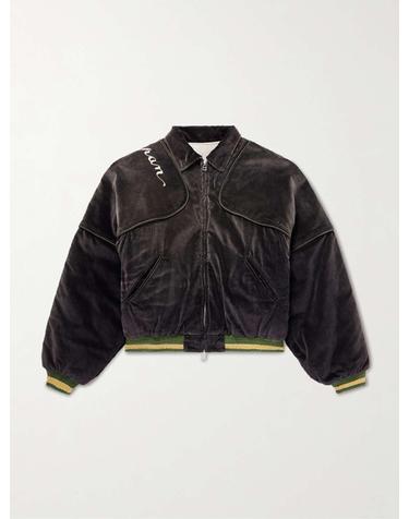 [해외직구] 25 S/S 캐피탈 로고-엠브로이드 지퍼 코튼벨벳 봄버 자켓 K2412LJ140 B0081666957