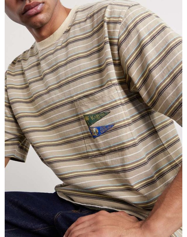 캐피탈 [해외직구] 26 S/S 캐피탈 LOGOAPPLIQUED 스트라이프 코튼-저지 티셔츠 EK-1630SCA B0081961566 착용컷