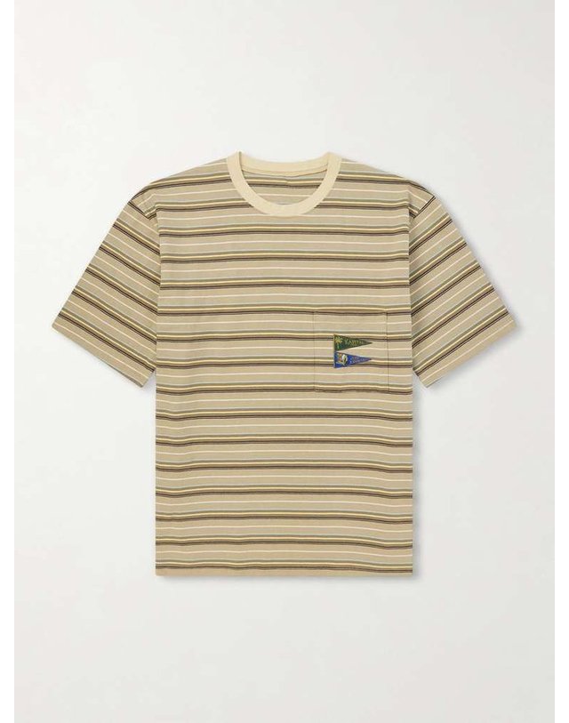 캐피탈 [해외직구] 26 S/S 캐피탈 LOGOAPPLIQUED 스트라이프 코튼-저지 티셔츠 EK-1630SCA B0081961566 착용컷