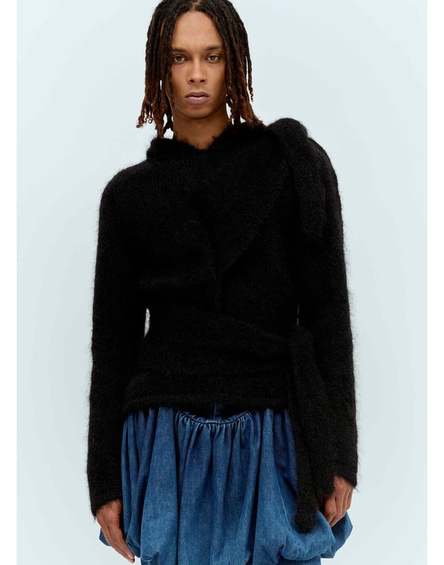 아론 애쉬 [해외직구] 23 F/W 아론 애쉬 모헤어 TIED 후드 스웨터 AEAW23KN03 BLACK B0111129931 착용컷