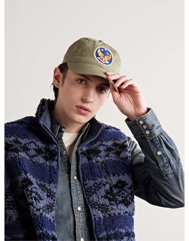 더블알엘 [해외직구] 26 F/W 더블알엘 LOGOAPPLIQUED 헤링본 코튼트윌 베이스볼 캡 782732202 B0080377463 착용컷
