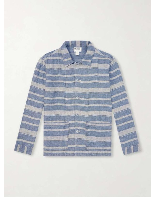 더블알엘 [해외직구] 26 F/W 더블알엘 스트라이프 린넨 셔츠 782P05374 B0082021100 착용컷