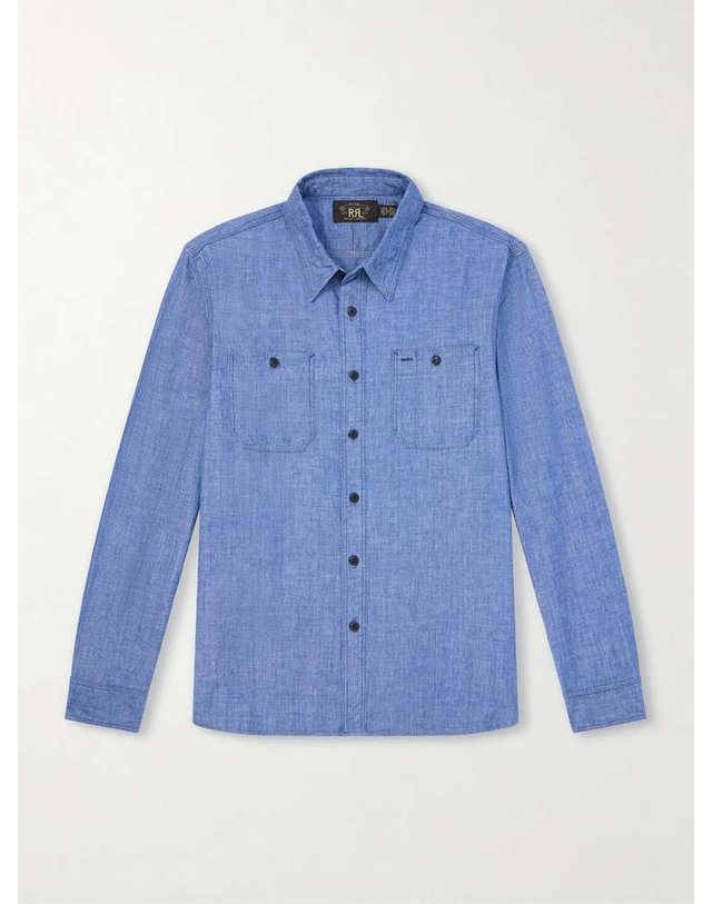 더블알엘 [해외직구] 26 S/S 더블알엘 카메론 코튼샴브레이 셔츠 782751203 B0082021103 착용컷