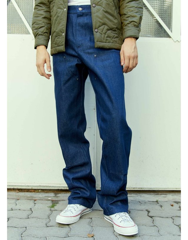 스카이 하이 팜 워크웨어 [해외직구] 23 F/W 스카이 하이 팜 워크웨어 더블 데님 KNEE WORK 팬츠 SHF04P001 BLUE B0110810133 착용컷