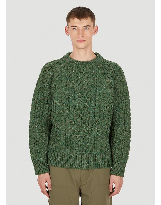 스카이 하이 팜 워크웨어 [해외직구] 22 F/W 스카이 하이 팜 워크웨어 케이블 니트 스웨터 SHF02N006 1 DARK GREEN B0110813711 착용컷