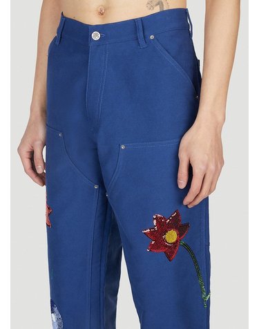 [해외직구] 23 S/S 스카이 하이 팜 워크웨어 엠브로이드 카고 팬츠 SHF03P001 BLUE B0110813515