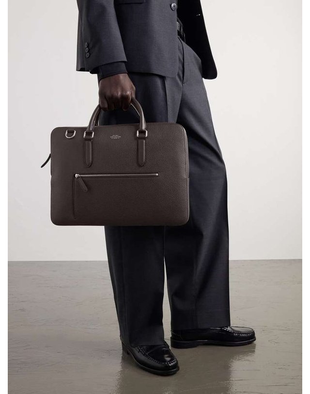 스마이슨 [해외직구] 스마이슨 풀그레인 레더 브리프케이스 1205354 SLIM BRIEFCASE ZIP FRONT - LUDLOW B0082268255 착용컷