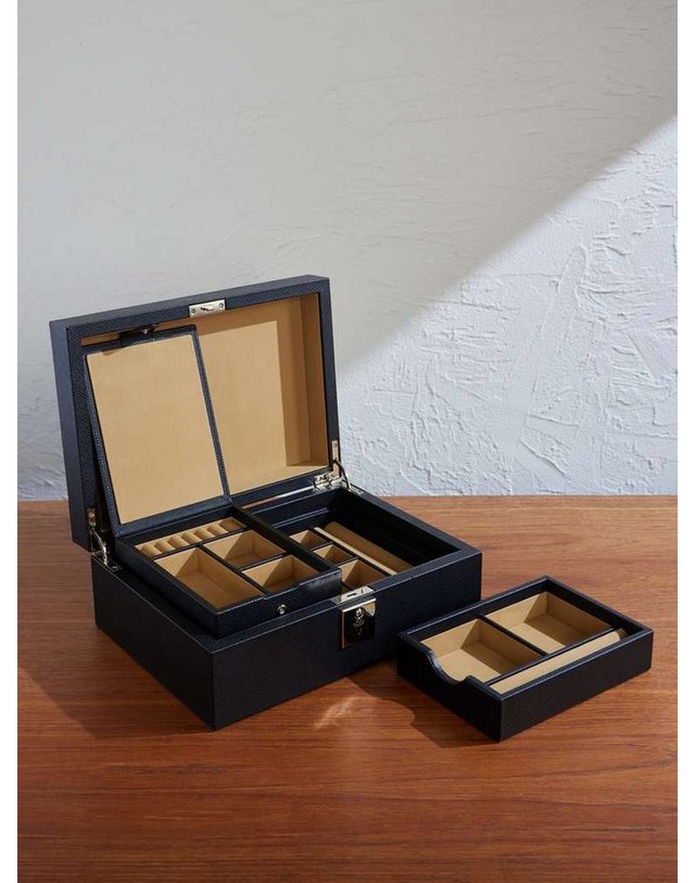 스마이슨 [해외직구] 스마이슨 파나마 크로스 레더 JEWELLERY 박스 1028660 JEWELLERY BOX WITH TRAVEL TRAY - PANAMA B0082269422 착용컷