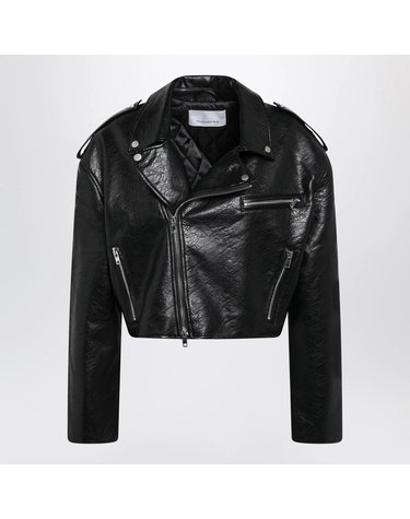 [해외직구] 26 F/W 블랙 크롭 바이커 자켓 인 페이크 레더 JAFS22872PL-100 B0052263535