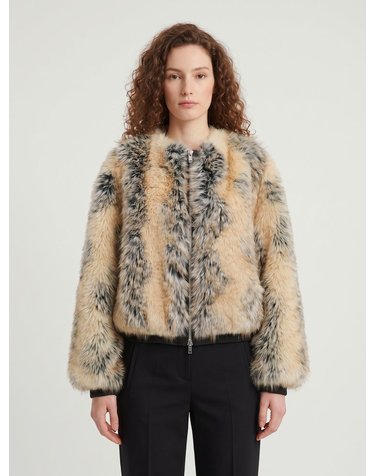 [해외직구] 26 F/W 베이지 콤보 지나 페이크 퍼 봄버 자켓 JAFS23043900BEIGE B0022335161