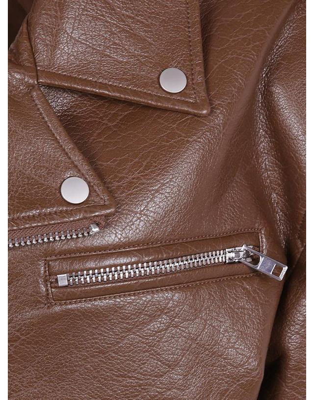 프랭키샵 [해외직구] 다프네 페이크 레더 바이커 자켓 JAFS22874200BROWN B0652291368 착용컷
