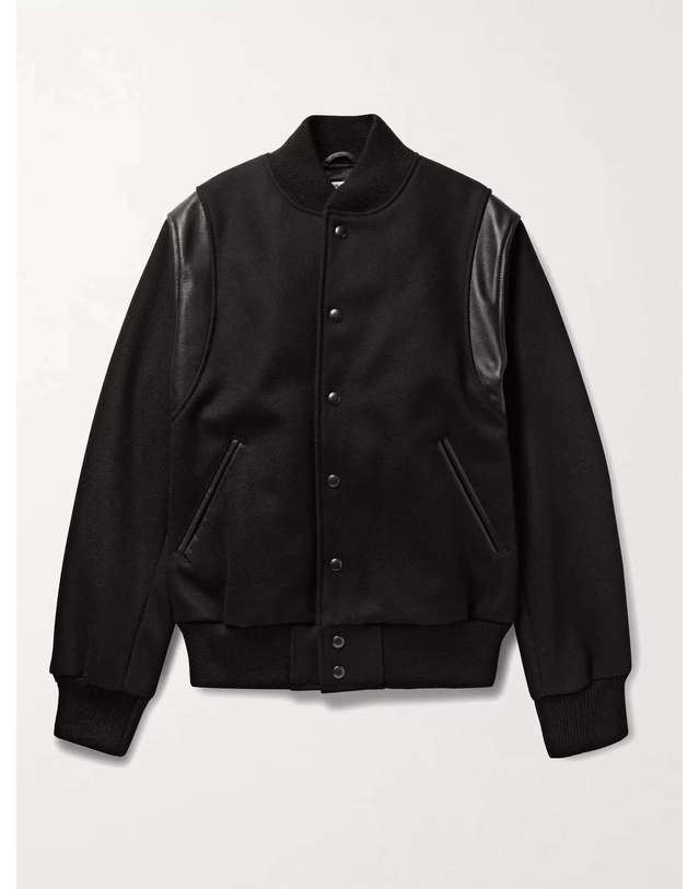 골든베어 [해외직구] 23 S/S 골든 베어 더 헤이스 레더 울블렌드 발시티 자켓 V89 B0080067125 착용컷