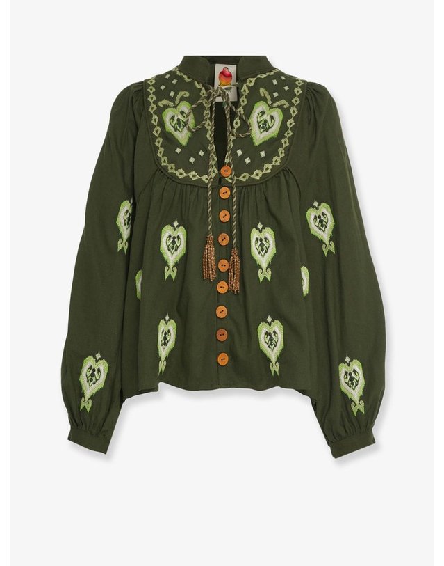 팜리오 [해외직구] 26 S/S 팜리오 엠브로이드 PUFF 슬리브 LENZINGTM ECOVEROTM EUROFLAXTM 셔츠 344172L0013 B0652252119 착용컷
