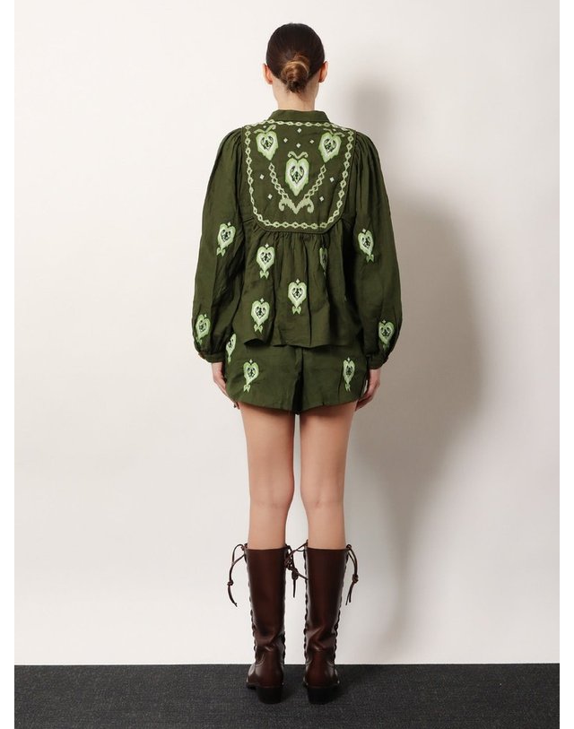 팜리오 [해외직구] 26 S/S 팜리오 엠브로이드 PUFF 슬리브 LENZINGTM ECOVEROTM EUROFLAXTM 셔츠 344172L0013 B0652252119 착용컷