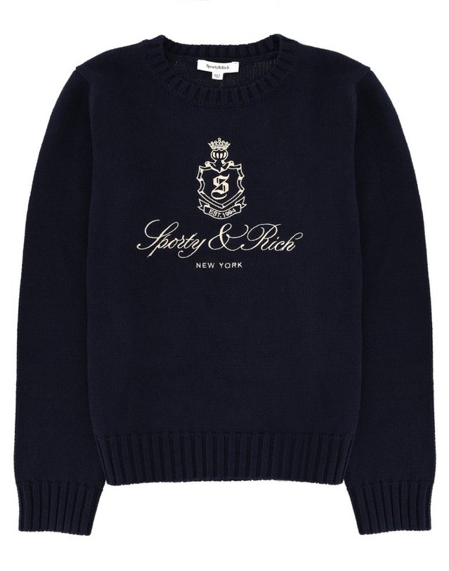 스포티앤리치 [해외직구] 25 F/W 소프티 앤 리치 저지 WITH 로고 WS06566205BL106_DARKNAVY B0041954084 착용컷