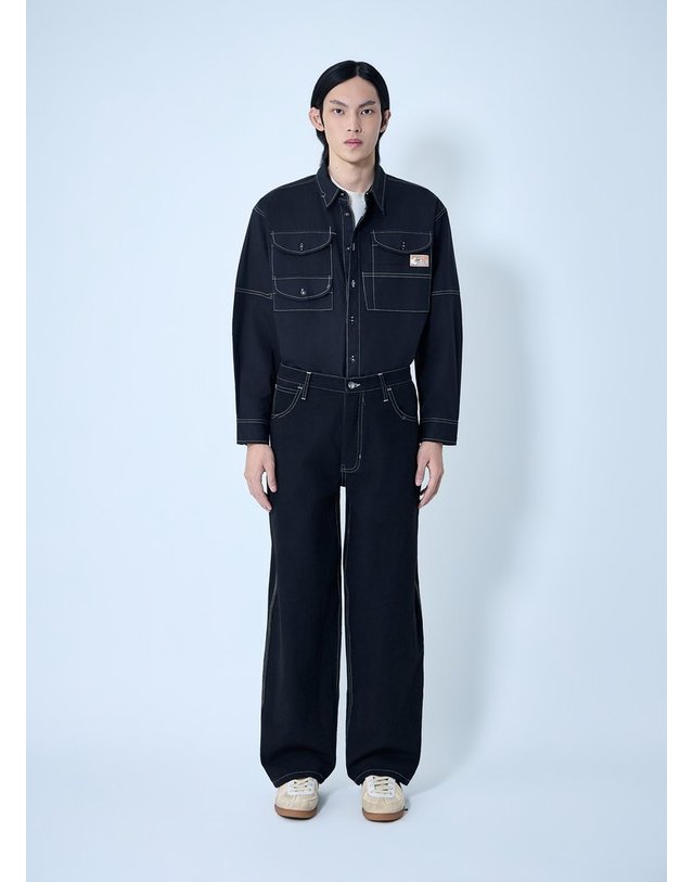 스토리 엠에프지 [해외직구] 26 S/S 스토리 MFG. 콘트라스트 스티치 유틸리티 셔츠 SPS26SHHVSCOTBLA B0111964492 착용컷