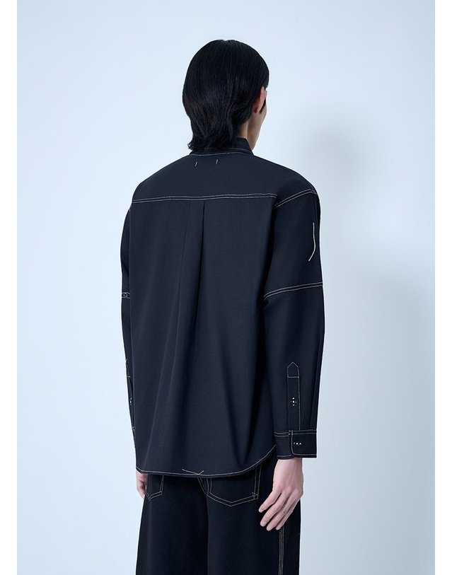 스토리 엠에프지 [해외직구] 26 S/S 스토리 MFG. 콘트라스트 스티치 유틸리티 셔츠 SPS26SHHVSCOTBLA B0111964492 착용컷