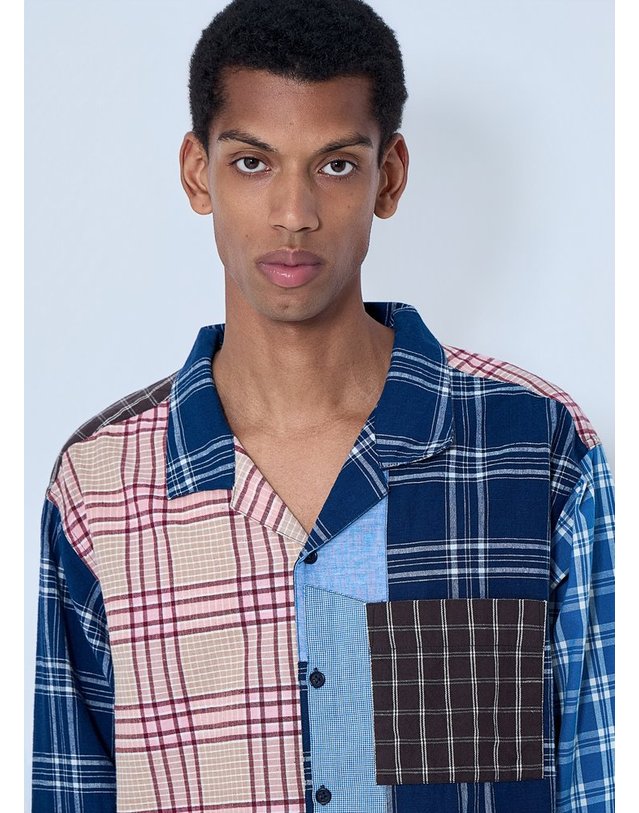 스토리 엠에프지 [해외직구] 26 S/S 스토리 MFG. 패치워크 플래드 셔츠 SSS26SHGRLCOTPLS B0112009534 착용컷