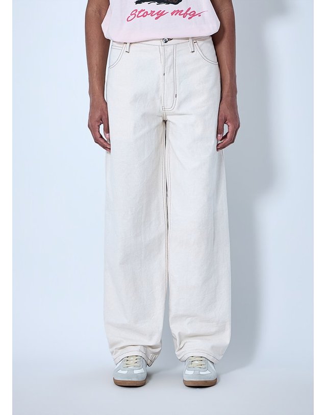 스토리 엠에프지 [해외직구] 26 S/S 스토리 MFG. 와이드레그 데님 트라우저 SSS26TRPOPCOTECR B0112009536 착용컷
