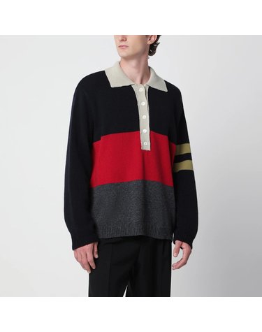 [해외직구] 26 F/W NAMACHEKO 스트라이프 컬러블록 폴로 스웨터 인 울 NW26-7778N2306-5099 B0052363255