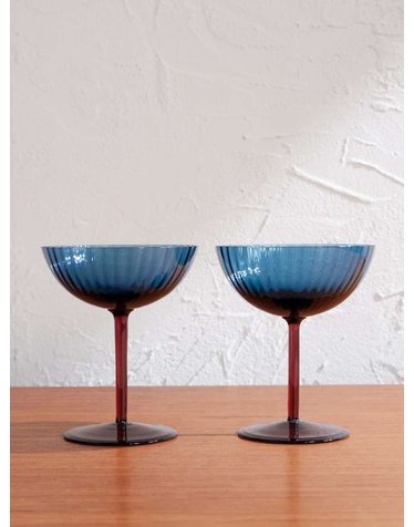 라더블제이 [해외직구] 라 더블 제이 레인보우 셋 오브 투 무라노 글라스 CHAMPAGNE COUPES GLA0012_MUR001BLU07_ B0082500924