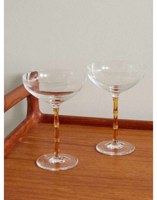 라더블제이 [해외직구] 라 더블 제이 밤부 셋 오브 투 크리스탈 글라스 CHAMPAGNE COUPES GLA0047_GLS002SOLID_YE10 B0082121751 착용컷