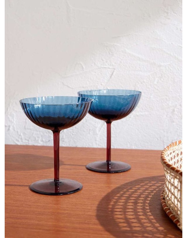 라더블제이 [해외직구] 라 더블 제이 레인보우 셋 오브 투 무라노 글라스 CHAMPAGNE COUPES GLA0012_MUR001BLU07_ B0082500924 착용컷