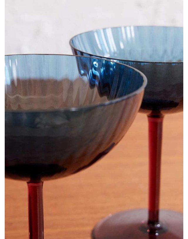 라더블제이 [해외직구] 라 더블 제이 레인보우 셋 오브 투 무라노 글라스 CHAMPAGNE COUPES GLA0012_MUR001BLU07_ B0082500924 착용컷
