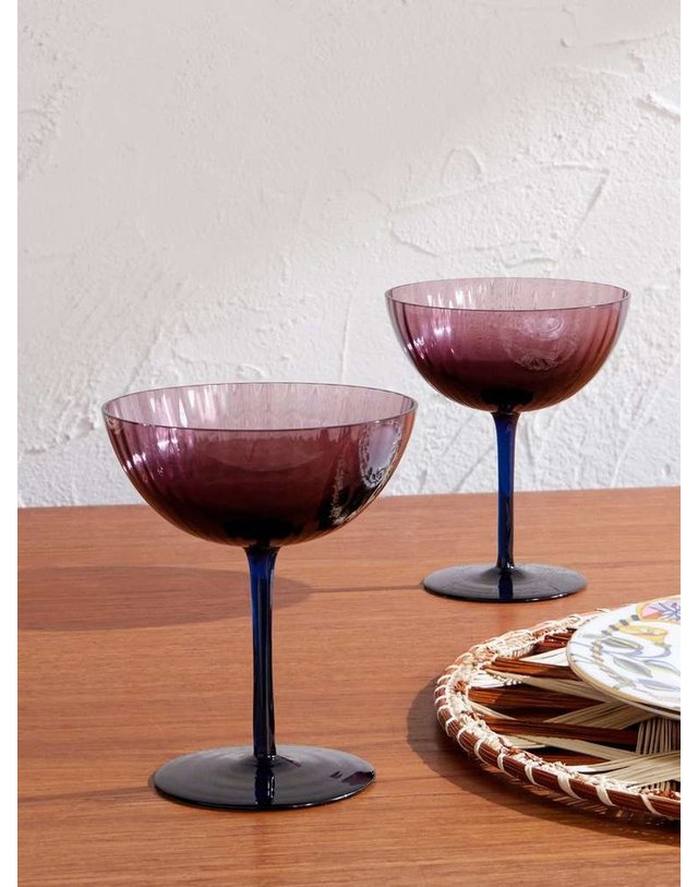 라더블제이 [해외직구] 라 더블 제이 레인보우 셋 오브 투 무라노 글라스 CHAMPAGNE COUPES GLA0012_MUR001VIO05_ B0082500925 착용컷