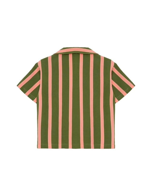 위켄드하우스 키즈 [해외직구] 23 S/S 위켄드하우스 키즈 스트라이프 셔츠 (KIDS 상품) 700K_GREENPINK B0041541137 착용컷