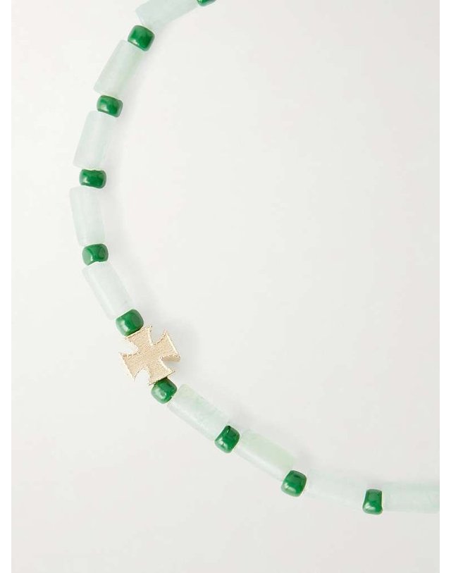 루이스모라이스 [해외직구] 루이스 모라이스 14KARAT 골드 AVENTURINE 비즈 팔찌 2MCROSSBB B0082121991 착용컷
