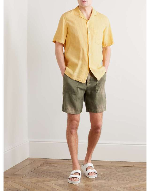 포르투기스 플란넬 [해외직구] 23 F/W 포르투기스 플란넬 캠프카라 린넨 셔츠 LINEN CAMP COLLAR SHIRT B0080099469 착용컷