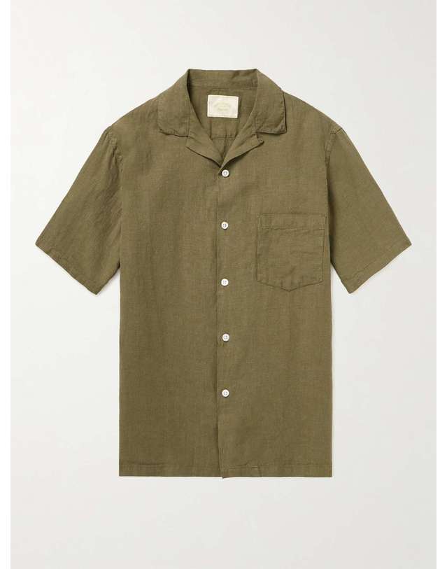 포르투기스 플란넬 [해외직구] 23 F/W 포르투기스 플란넬 캠프카라 린넨 셔츠 LINEN CAMP COLLAR SHIRT B0080099529 착용컷