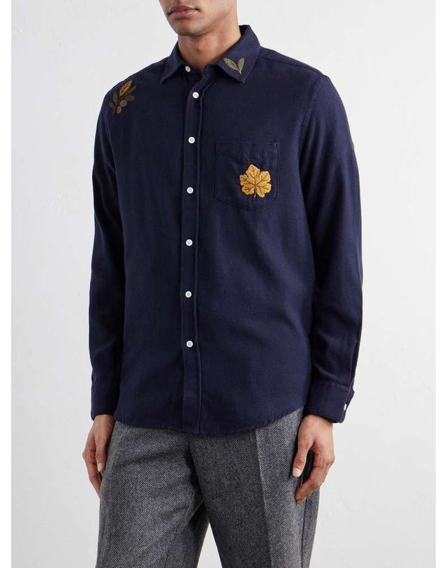 포르투기스 플란넬 [해외직구] 포르투기스 플란넬 엠브로이드 코튼플란넬 셔츠 Embroidery Flannel B0082304711 착용컷